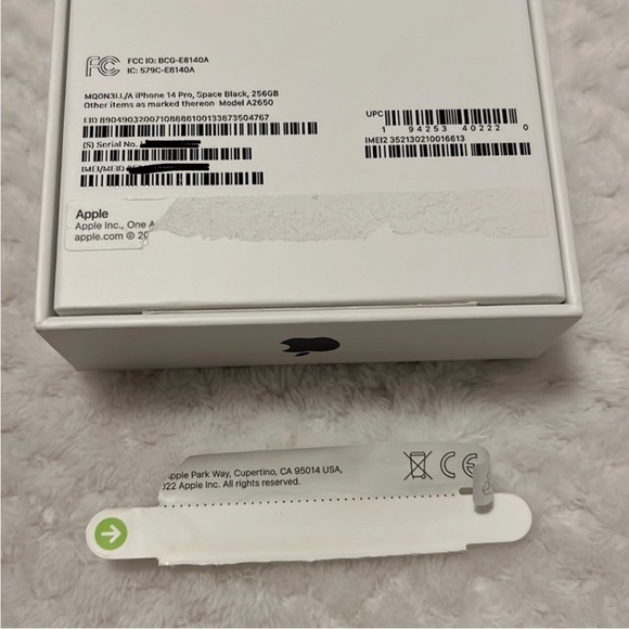 EMPTY BOX for iPhone 14 Pro, Space Black, 256GB Model A2650 - Picture 5 of 10